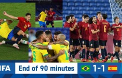 【沙巴娱乐】奥运男足决赛-库尼亚建功奥亚萨瓦尔扳平 巴西1-1西班牙进加时
